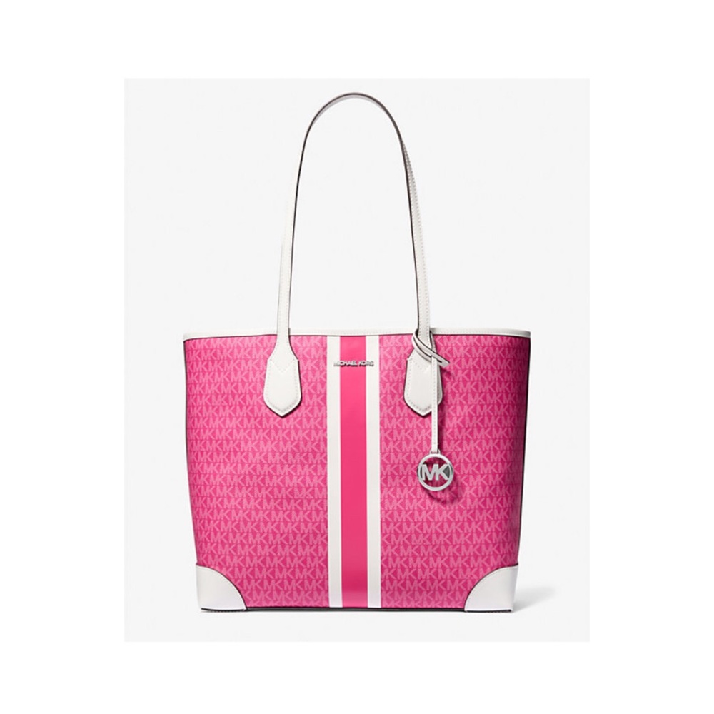 NWT Michael Kors Eva Large Signature Logo Stripe Tote Bag and Wallet Set - Picture 3 of 12